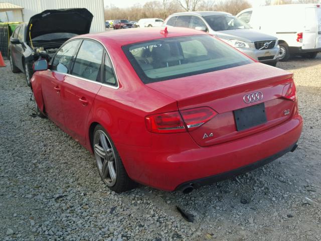 WAUMK78K59N059052 - 2009 AUDI A4 PRESTIG RED photo 3