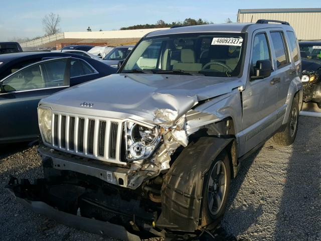 1J8GP28KX8W144491 - 2008 JEEP LIBERTY SP SILVER photo 2