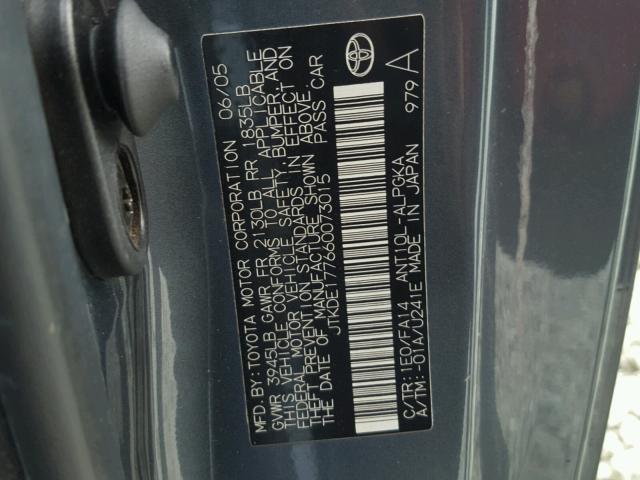 JTKDE177660073015 - 2006 TOYOTA SCION TC GRAY photo 10