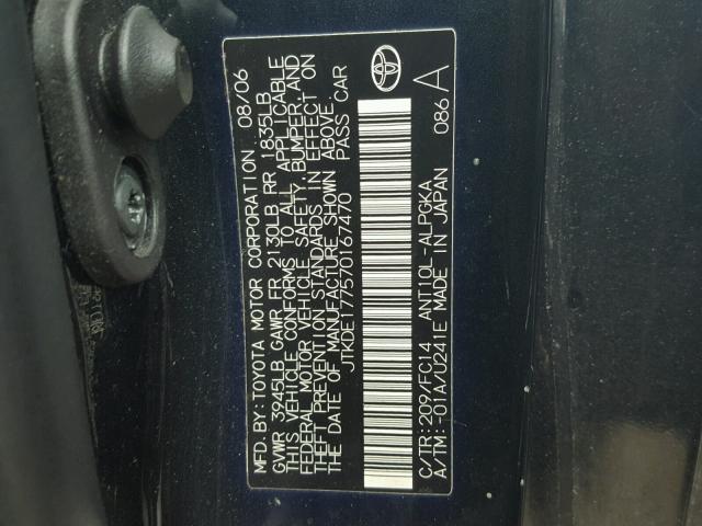 JTKDE177570167470 - 2007 TOYOTA SCION TC 黑色 照片 10