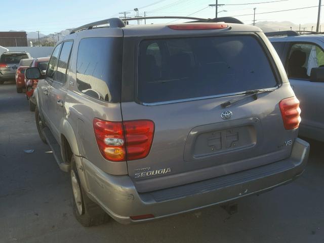 5TDZT34A42S072953 - 2002 TOYOTA SEQUOIA SR GRAY photo 3