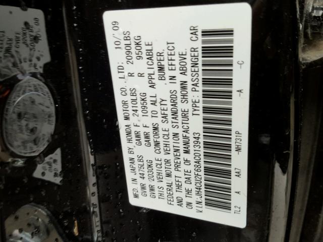 JH4CU2F68AC013943 - 2010 ACURA TSX BLACK photo 10