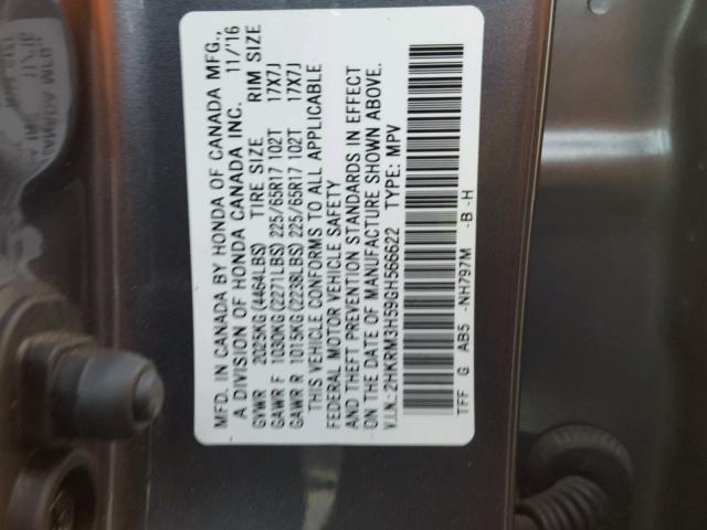 2HKRM3H59GH566622 - 2016 HONDA CR-V EX GREEN photo 10