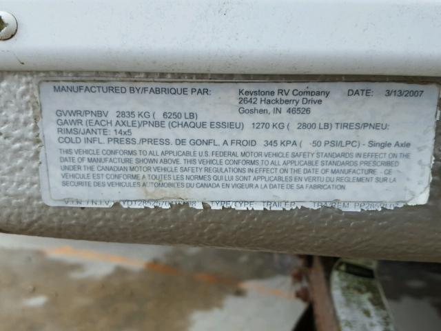 4YDT2852576410698 - 2007 KEYSTONE PASSPORT WHITE photo 10