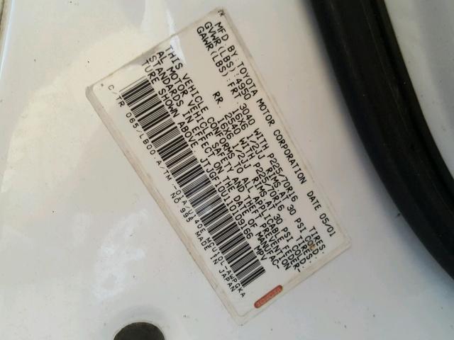 JTJGF10U110109166 - 2001 LEXUS RX 300 WHITE photo 10