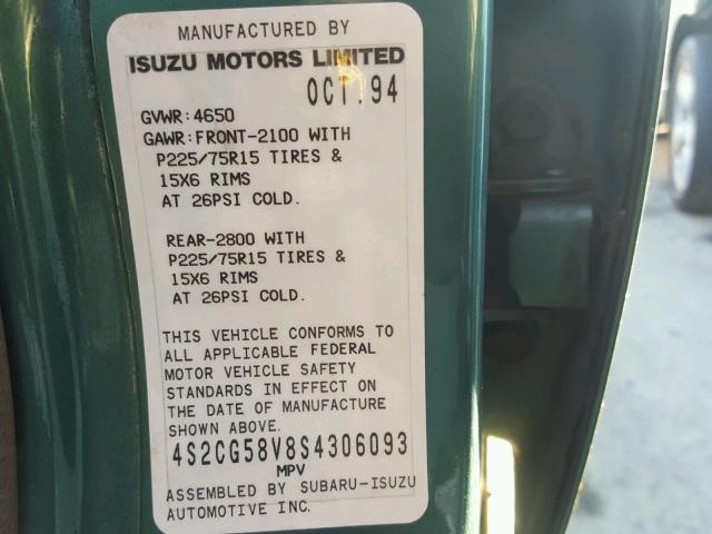 4S2CG58V8S4306093 - 1995 ISUZU RODEO S GREEN photo 10