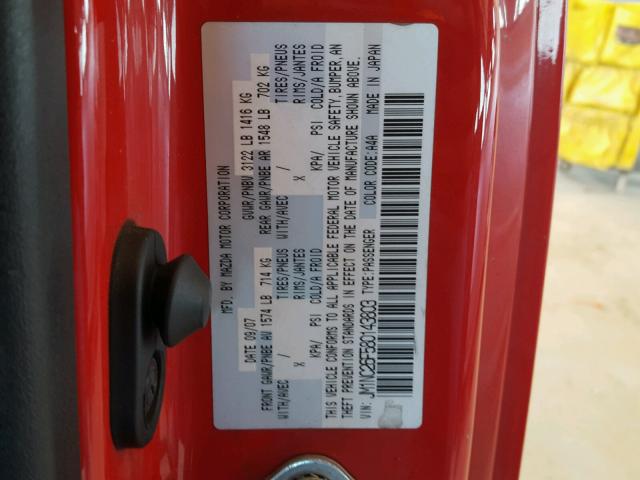 JM1NC26F580143803 - 2008 MAZDA MX-5 MIATA RED photo 10