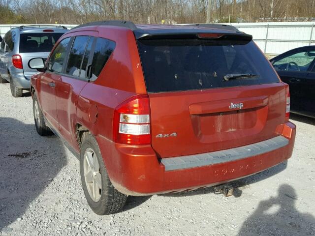 1J8FF47W68D727411 - 2008 JEEP COMPASS SP ORANGE photo 3