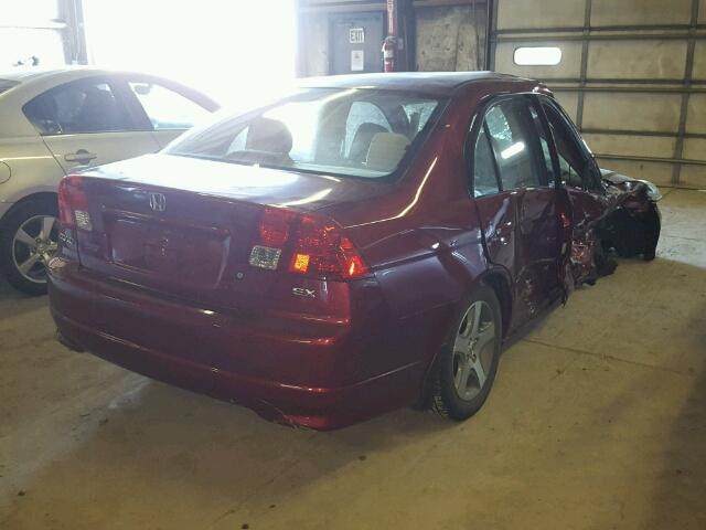 2HGES26865H605282 - 2005 HONDA CIVIC EX მუქწითელი ფოტო 4