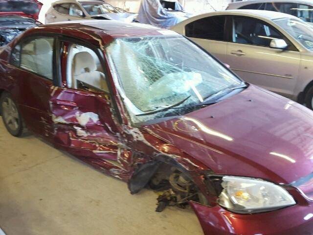 2HGES26865H605282 - 2005 HONDA CIVIC EX MAROON photo 9