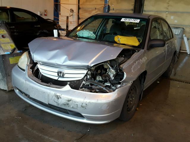 1HGES15563L037343 - 2003 HONDA CIVIC LX SILVER photo 2