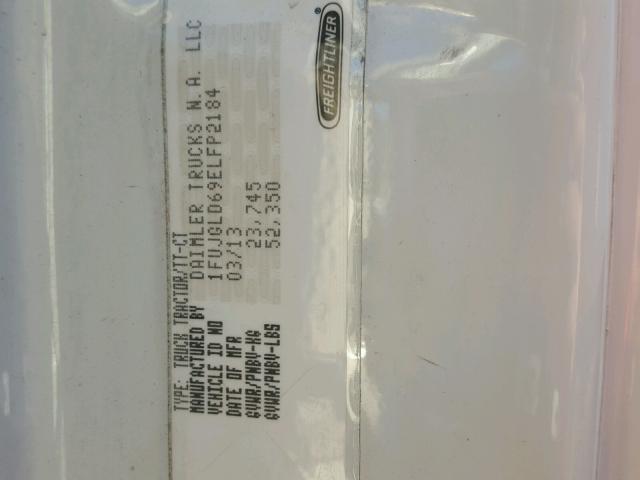 1FUJGLD69ELFP2184 - 2014 FREIGHTLINER CASCADIA 1 WHITE photo 10