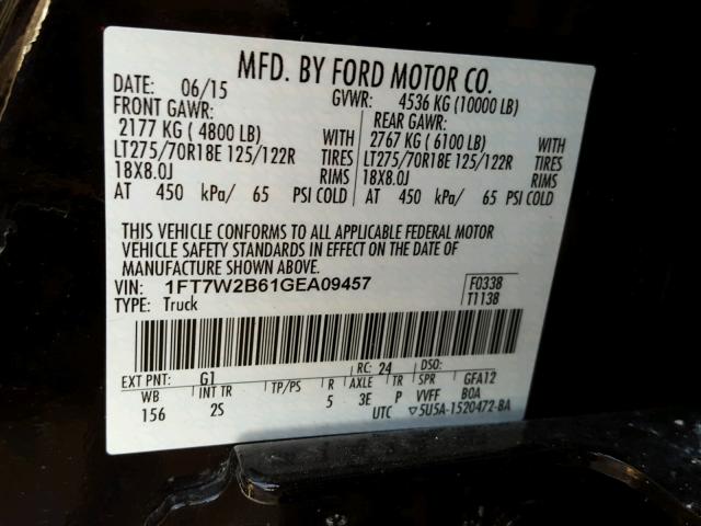 1FT7W2B61GEA09457 - 2016 FORD F250 SUPER BLACK photo 10