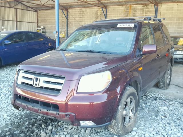 2HKYF18627H503722 - 2007 HONDA PILOT EXL MAROON photo 2