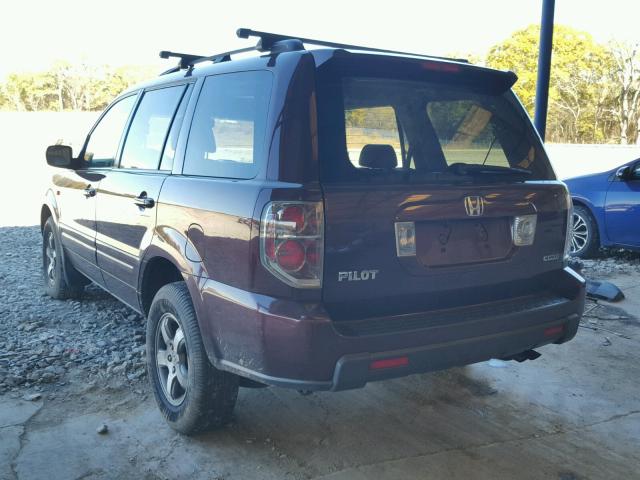 2HKYF18627H503722 - 2007 HONDA PILOT EXL MAROON photo 3