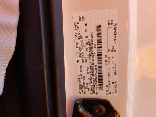 1FTMF1C88GKD32645 - 2016 FORD F150 WHITE photo 10