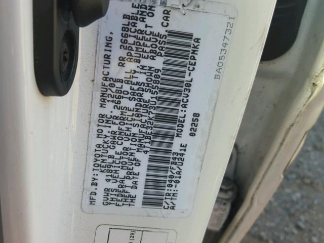 4T1BE32K73U155809 - 2003 TOYOTA CAMRY LE თეთრი ფოტო 10