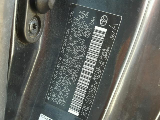 JTKDE177870195909 - 2007 TOYOTA SCION TC GRAY photo 10