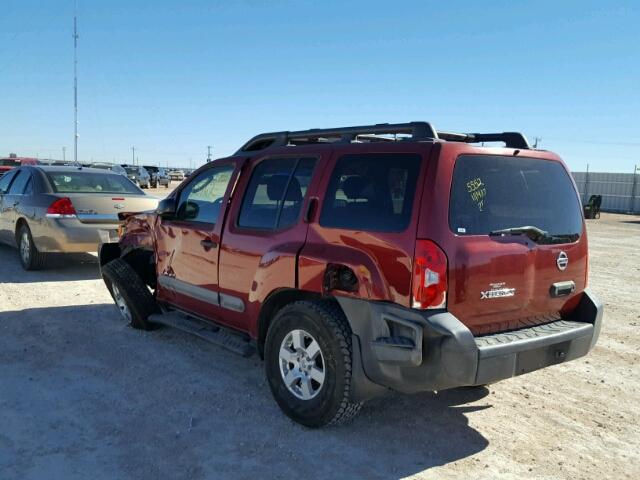 5N1AN08U15C628583 - 2005 NISSAN XTERRA OFF RED photo 3