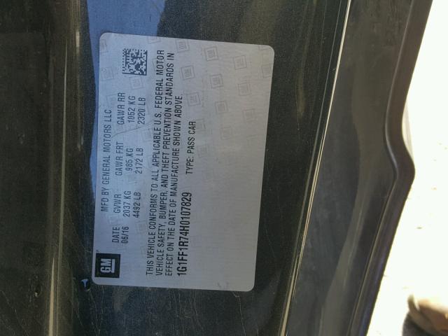 1G1FF1R74H0107829 - 2017 CHEVROLET CAMARO SS Grafito foto 10