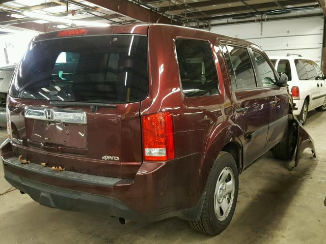 5FNYF4H21DB016097 - 2013 HONDA PILOT LX MAROON photo 4