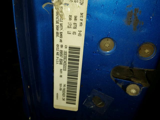 1B3ES56C34D522233 - 2004 DODGE NEON SXT BLUE photo 10