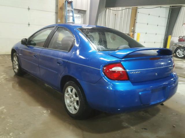 1B3ES56C34D522233 - 2004 DODGE NEON SXT BLUE photo 3