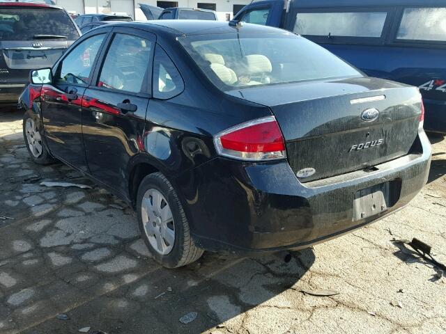 1FAHP34N79W156929 - 2009 FORD FOCUS S BLACK photo 3