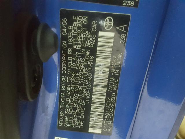 JTKDE167560137918 - 2006 TOYOTA SCION TC 蓝色 照片 10