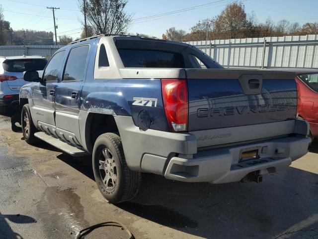 3GNEK13T22G174699 - 2002 CHEVROLET AVALANCHE BLUE photo 3