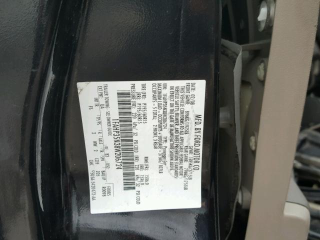 1FAHP35N38W206724 - 2008 FORD FOCUS SE BLACK photo 10