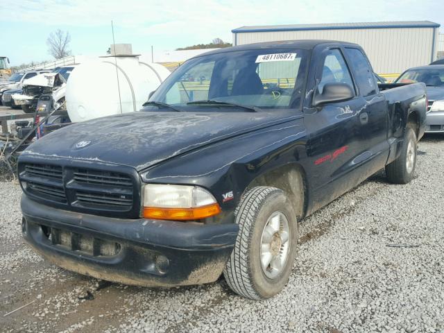 1B7GL22X0XS107057 - 1999 DODGE DAKOTA BLACK photo 2