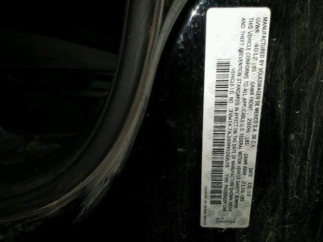 3VW1K7AJ4BM026628 - 2011 VOLKSWAGEN JETTA BASE BLACK photo 10