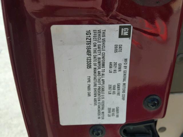 1G1ZT61846F123305 - 2006 CHEVROLET MALIBU MAX 栗色 照片 10