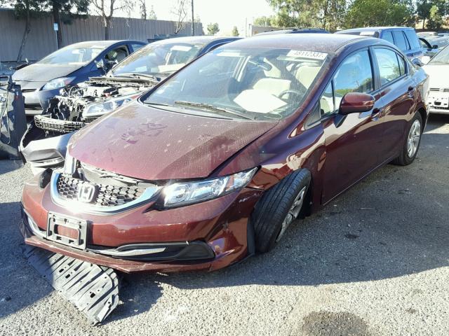 19XFB2F52FE240251 - 2015 HONDA CIVIC LX MAROON photo 2