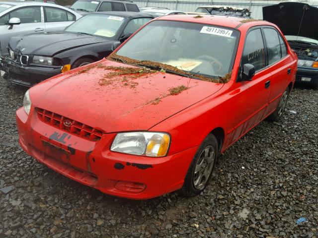 KMHCG45C41U199238 - 2001 HYUNDAI ACCENT GL RED photo 2