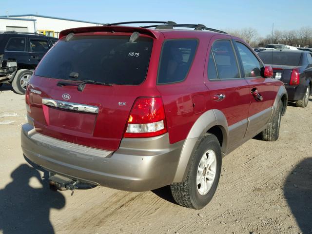 KNDJC733345186653 - 2004 KIA SORENTO EX RED photo 4