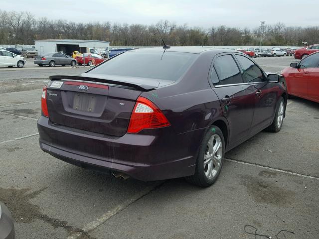 3FAHP0HA7CR283356 - 2012 FORD FUSION SE BURGUNDY photo 4