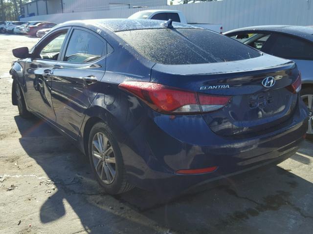 5NPDH4AE7EH464537 - 2014 HYUNDAI ELANTRA SE BLUE photo 3