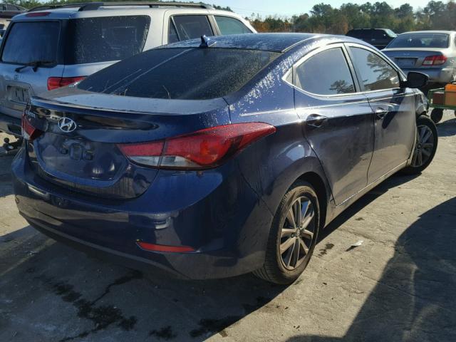 5NPDH4AE7EH464537 - 2014 HYUNDAI ELANTRA SE BLUE photo 4