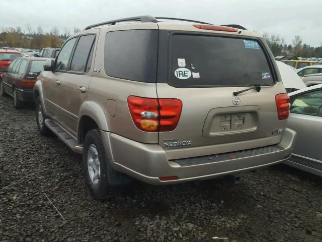 5TDZT34A71S008081 - 2001 TOYOTA SEQUOIA SR BEIGE photo 3