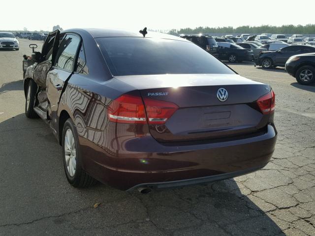 1VWAT7A37EC090120 - 2014 VOLKSWAGEN PASSAT S BURGUNDY photo 3