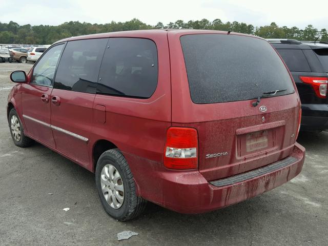 KNDUP131346545457 - 2004 KIA SEDONA EX RED photo 3