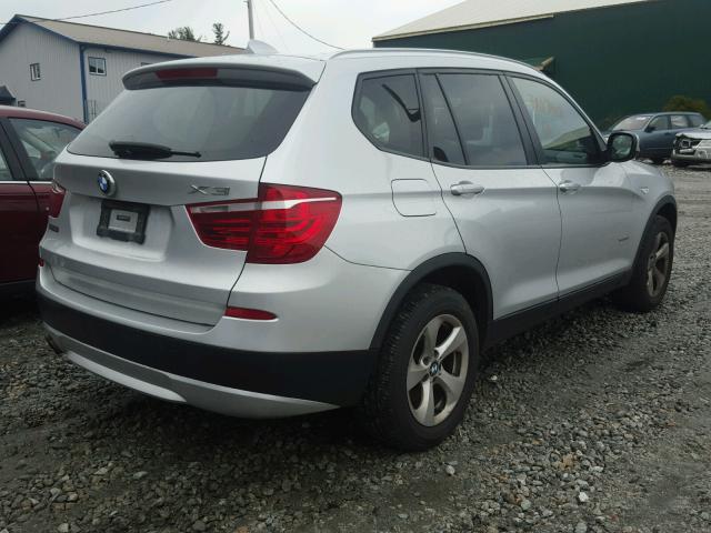 5UXWX5C51CL721424 - 2012 BMW X3 XDRIVE2 SILVER photo 4