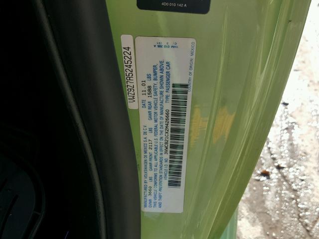 3VWCB21CX2M426660 - 2002 VOLKSWAGEN NEW BEETLE 绿色 照片 10