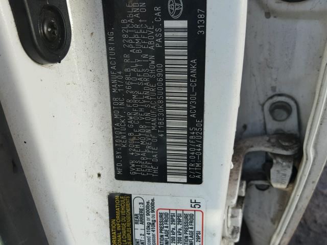 4T1BE30K85U006900 - 2005 TOYOTA CAMRY LE 黄色 照片 10