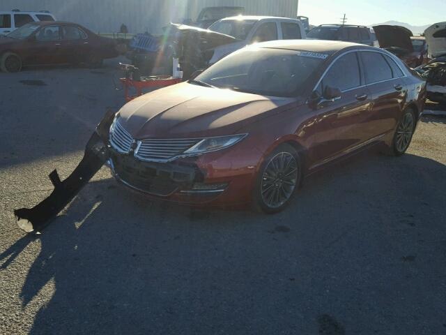 3LN6L2LU7ER832546 - 2014 LINCOLN MKZ HYBRID BURGUNDY photo 2