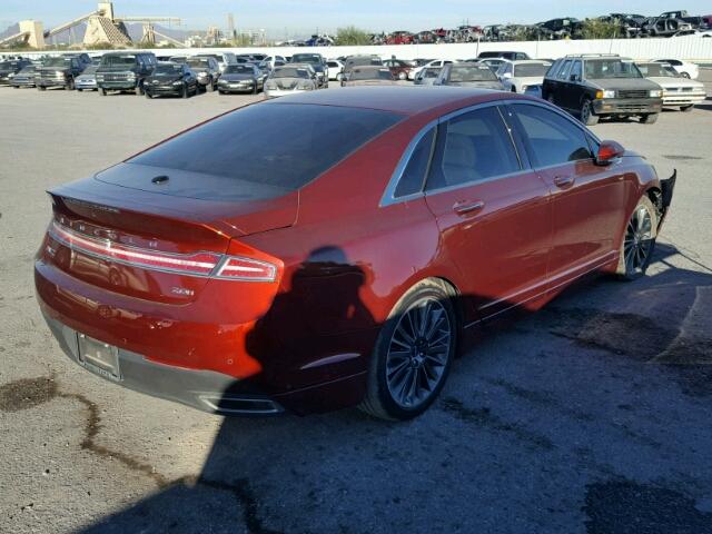 3LN6L2LU7ER832546 - 2014 LINCOLN MKZ HYBRID BURGUNDY photo 4