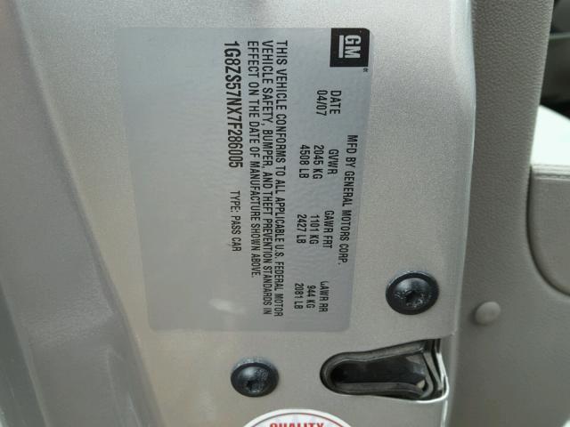 1G8ZS57NX7F286005 - 2007 SATURN AURA XE SILVER photo 10