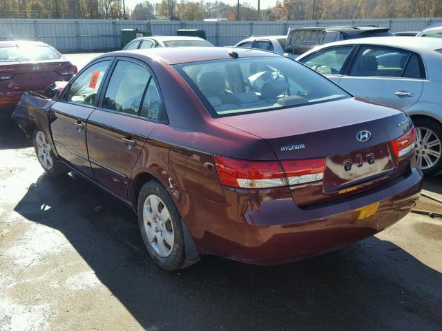 5NPET46C48H302377 - 2008 HYUNDAI SONATA GLS BURGUNDY photo 3